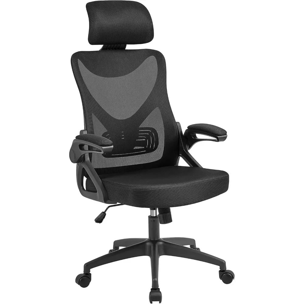 

Ergonomic Office Chair,with flip-up Armrests,Adjustable Padded Headrest Mesh Computer Chair with Lumbar Support for Meeting Room