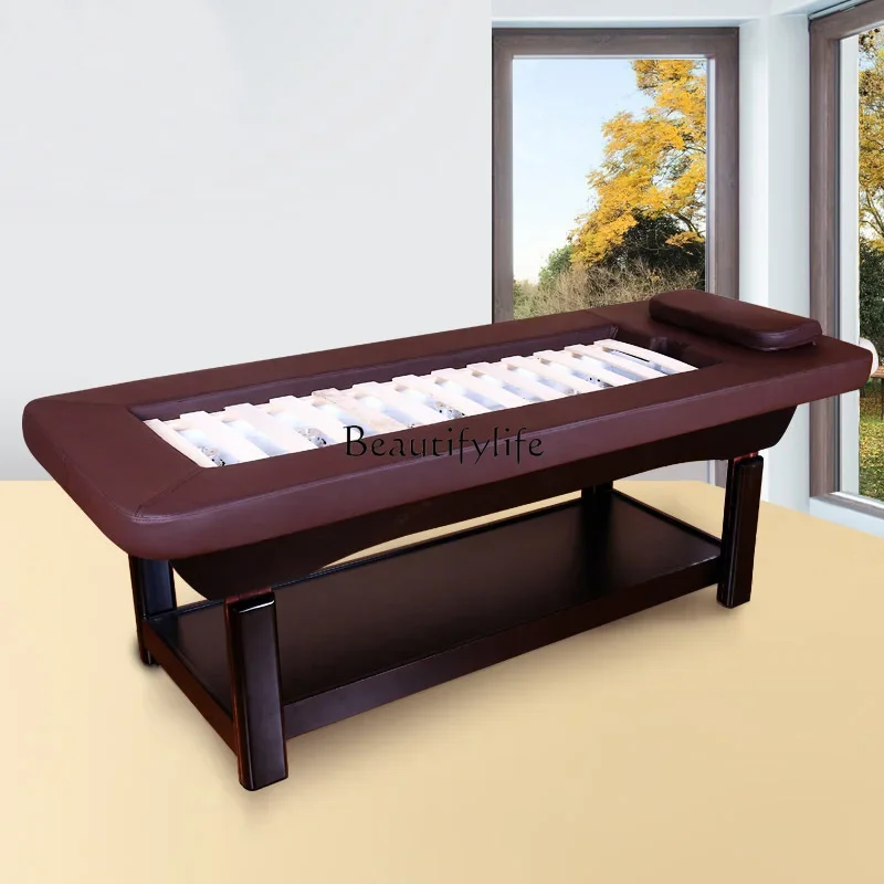 Fully automatic solid wood smokeless moxibustion bed physiotherapy bed 80 wide