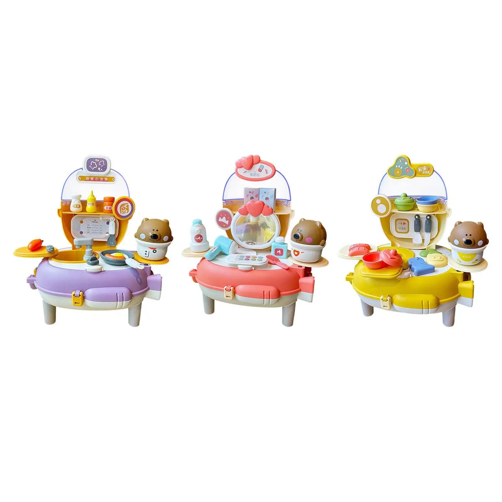 여아용 교육용 곰 배낭 모양 놀이 세트, 가정 여행