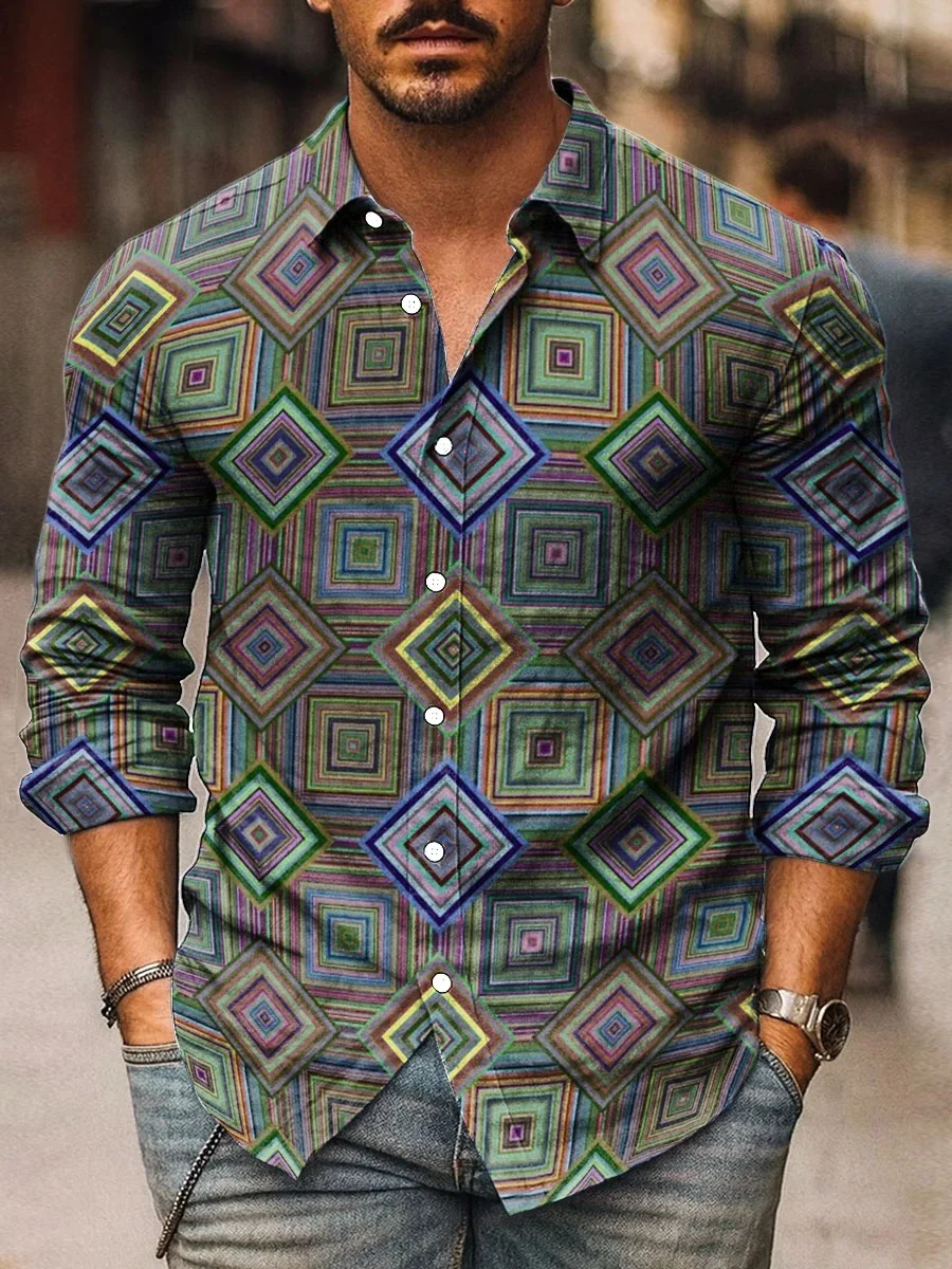 

New men's retro shirt, trendy streetwear, 3D printed collar shirt, comfortable fabric, fast shipping