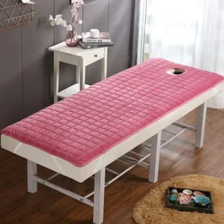 Thickened Crystal Velvet Bed Mattress for Beauty Salon, Barber Shop, Anti-slip, Massage SPA Bed Cover with/no Hole