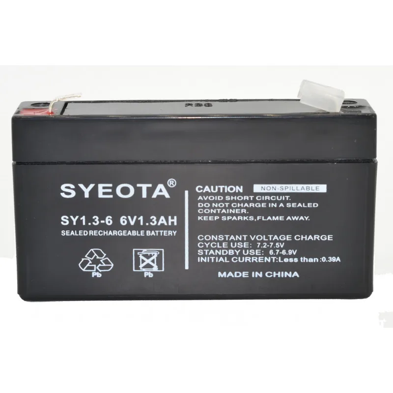 Lead  Battery 6v / 1.3ah  Sy6v1.3 -SY6V1.3 Np1.2-6 Lc-R061r3 Fire & Burglar Alarm Security Songyuan