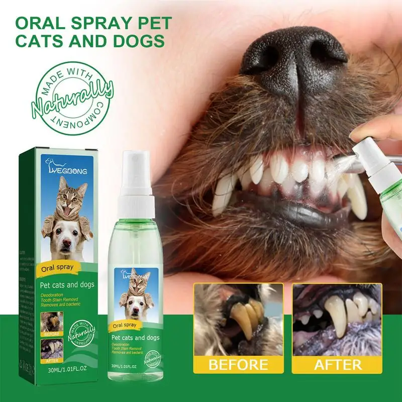 Dog Teeth Cleaning Spray Dog Dental Spray For Healthy Dog Teeth 30ml Dog Breath Freshener To Eliminate Bad Dog Breath & Bad Cat