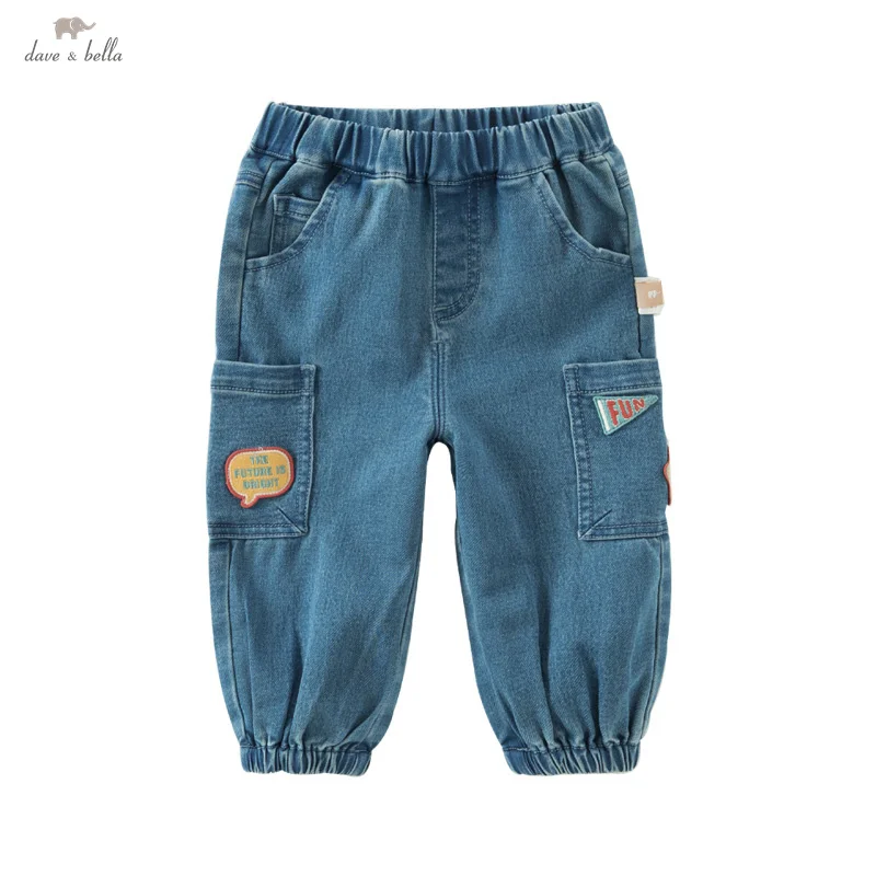 Dave Bella Spring Kids Loose Jeans Boys Girls Fashion Casual Denim Pants Children All-match Denim Trousers DB3242161