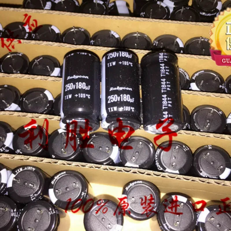 10PCS-100PCS 180UF 250V Japanese Ruby Capacitor 250V180UF 16 * 30 TXW High Frequency Low Resistance Short Pin