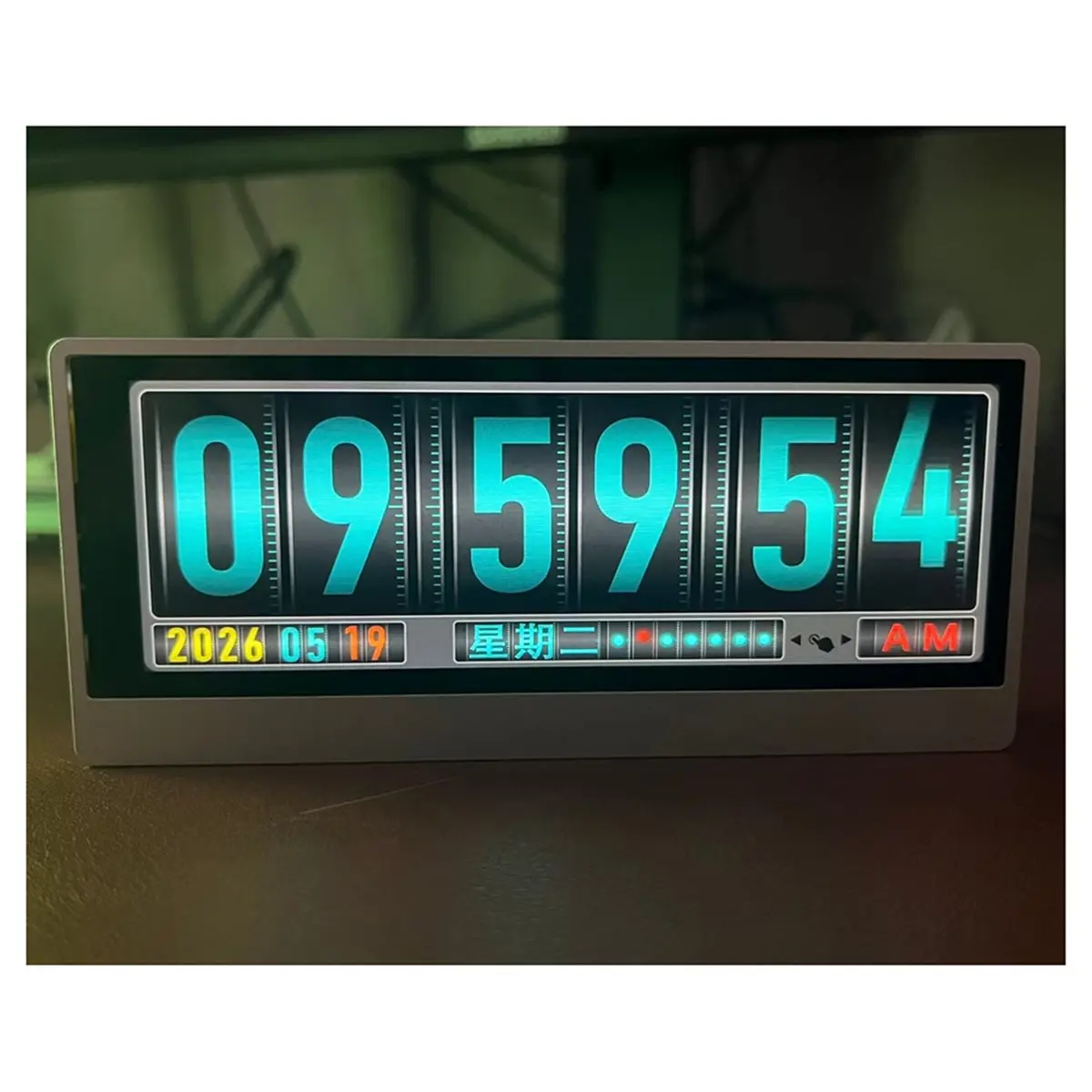 Page Turning Clock Music Spectrum Display Desktop LED Light Sound Control Visualizer Flip Clock Audio Level Indicator