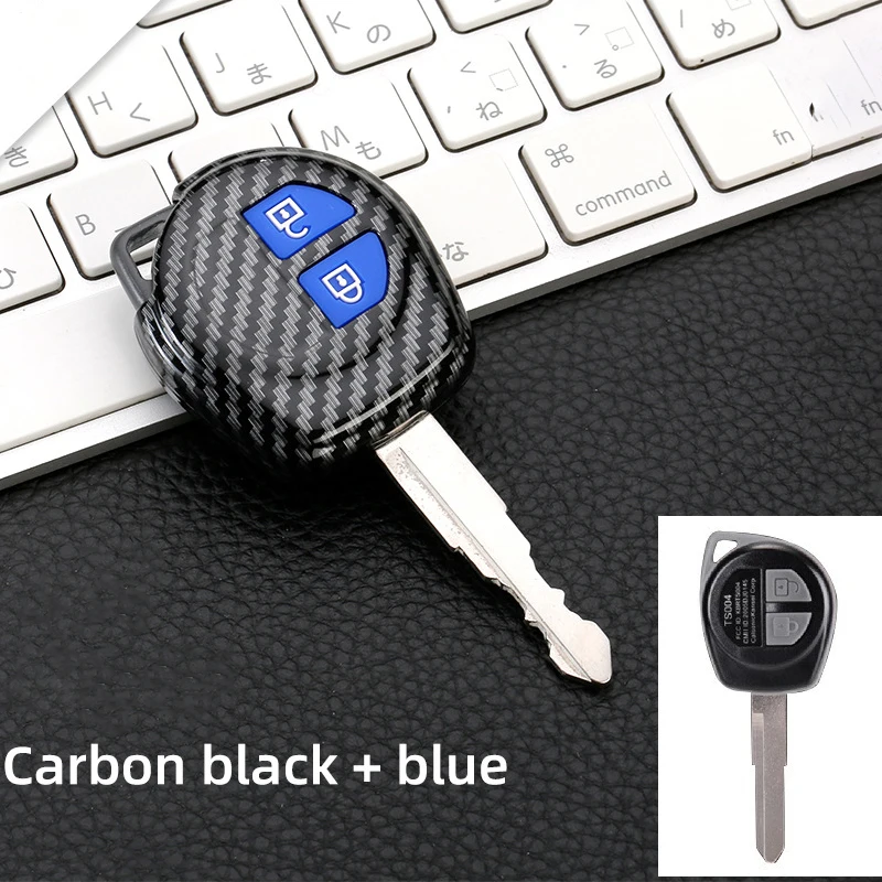 2 Button Remote Carbon ABS Key Case for Suzuki SX4 Swift Grand Vitara Liana Keychain Cover Car Accessories