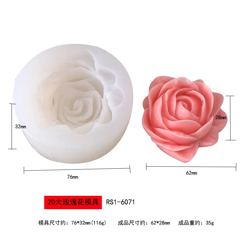 big Rose Aromatherapy Candle Silicone Mold  Flower Gypsum Dropper Decoration Rose Chocolate Cake Mould