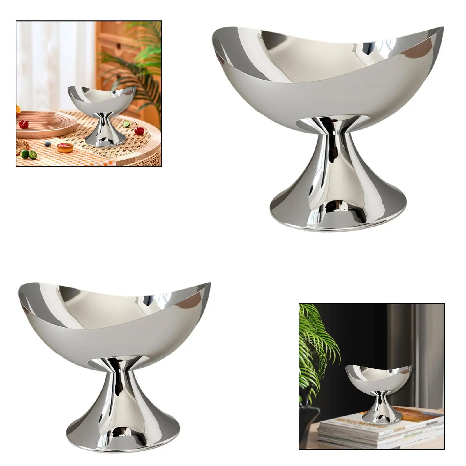Metal Fruit Tray, Desktop Decor, Ornament, Snack Storage Tray, Pedestal Fruit Plate, Serving Tray for Living Room