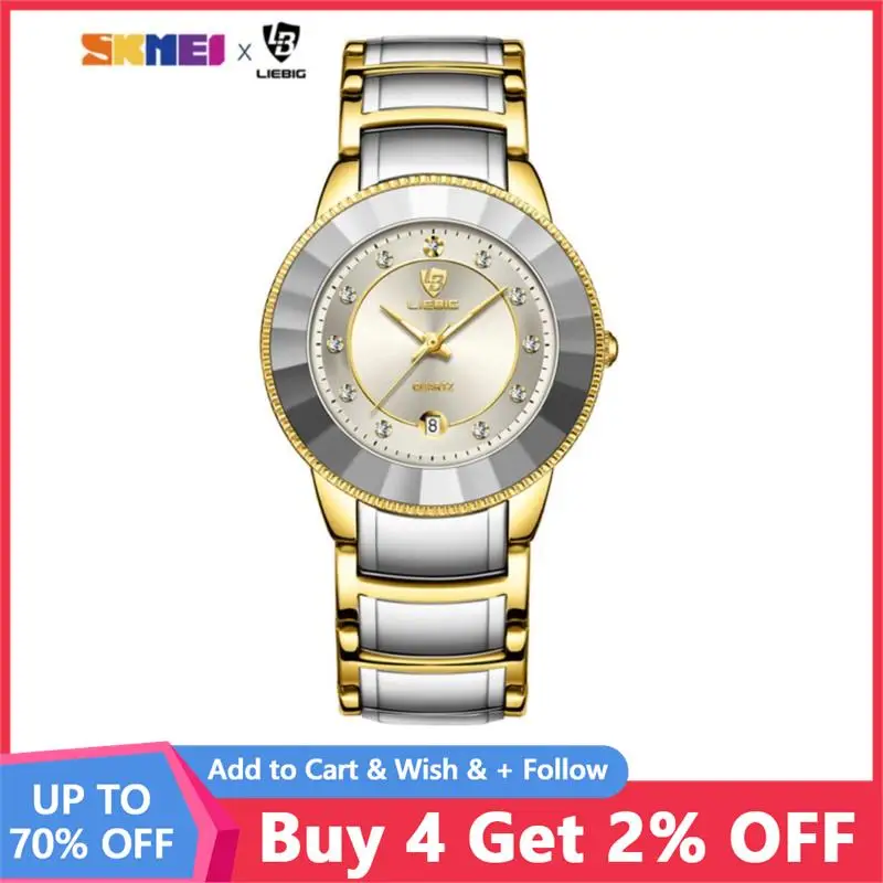 LIEBIG Business Mens Watches Style Luxury Watch Men Gold Stainless Steel Strap Quartz Women\'s wristwatch Clock relogio masculino