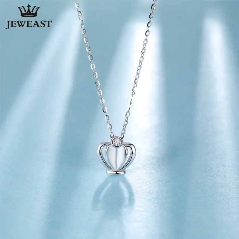 18K Gold Diamond necklace Pendant crown women miss Girl Gift chain charm  Affordable natural Genuine party drop shipping