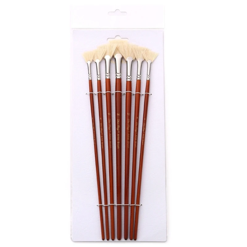 

Artist Fan Paint Brushes Set 7pcs Soft Anti-Shedding Bristle Hair Paint Brush for Acrylic Watercolor Oil Gouche Painting