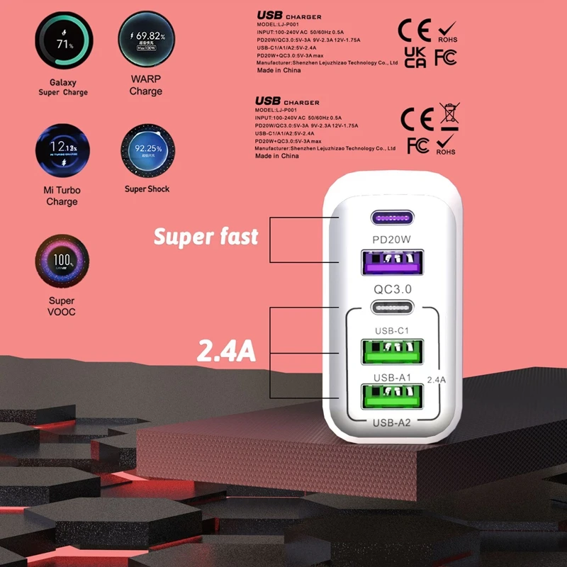 جديد 120 واط 5 في 1 شاحن شحن سريع للغاية USB-C QC 3.0 Type-C GaN شاحن الهاتف محول الهاتف آيفون 17 سامسونج 2026 #5