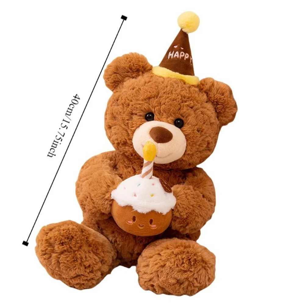 Kawaii può cantare torta orso peluche animali di peluche torta morbida coniglio bambola di pezza marrone/rosa carino compleanno orso peluche per bambini