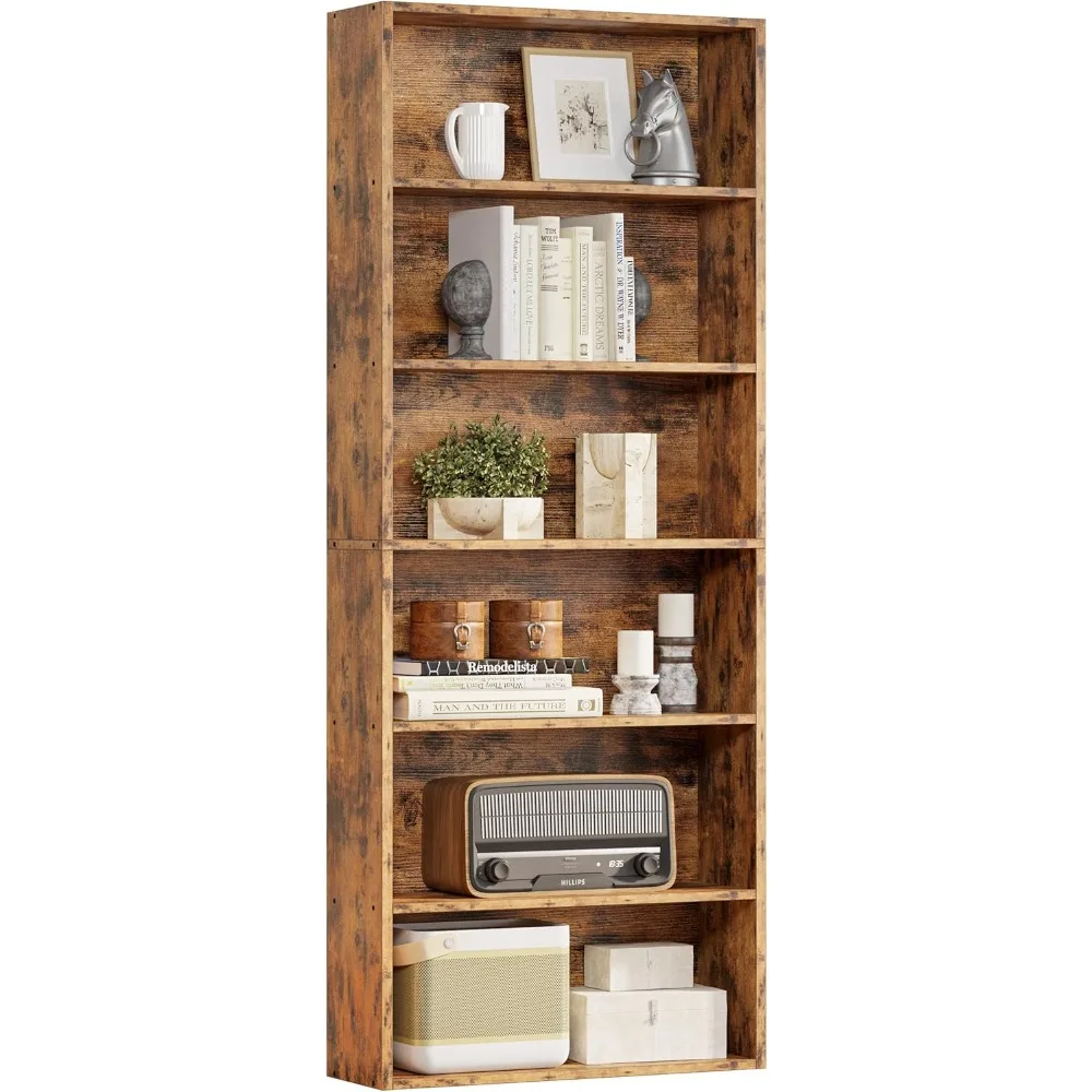 Floor Standing 6-Tier Bookshelf - 70 Inches Tall Storage Display Shelves for Home Decor Furniture