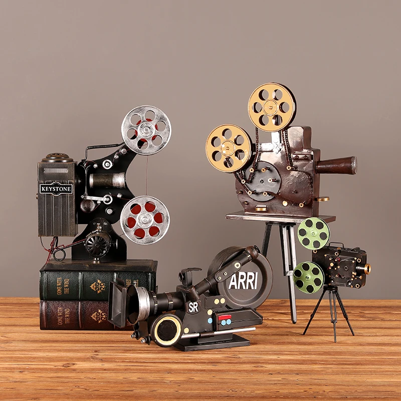 Retro Nostalgic Film Projector Floor Ornaments Wrought Iron Show Window Decorations