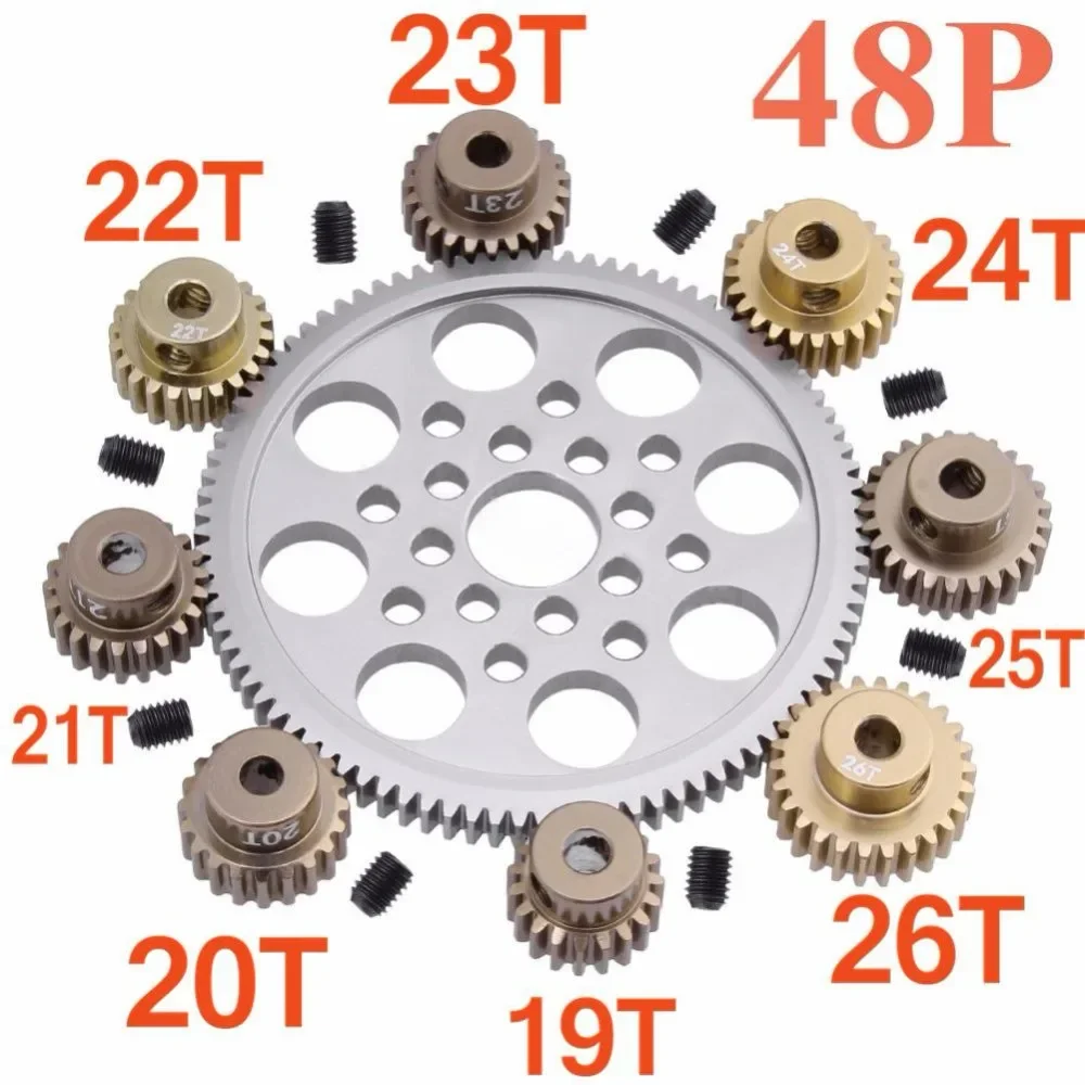 Металлическая 48P зубчатая шестерня 92T 85T 80T Шестерня 19T 20T 21T 22T 23T 24T 25T 26T моторные шестерни для Sakura R31 G31 SCX10 AX10 Traxxas HPI