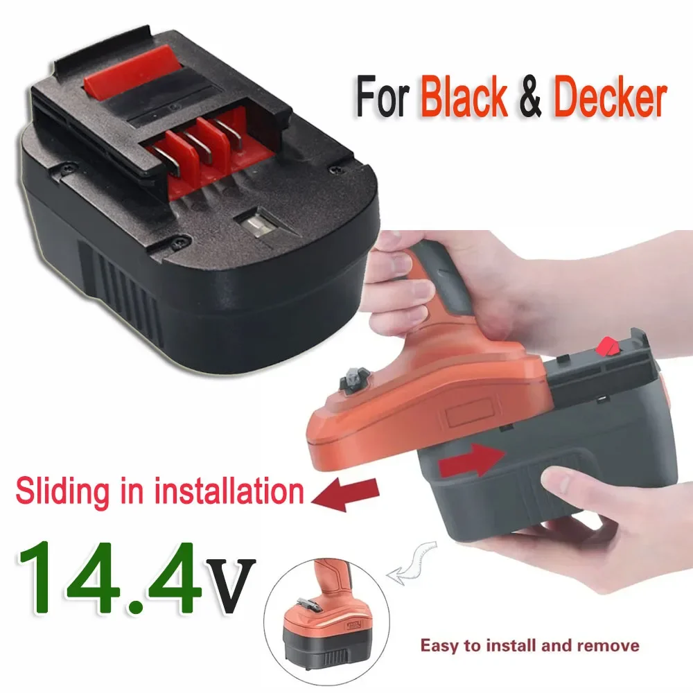 Para Black & Decker 14,4 V 6000mAh batería de herramienta, Compatible con A18 A1718 A18NH HPB18 HPB18-OPE FS1800CS FS1800D FS180 FS18ID