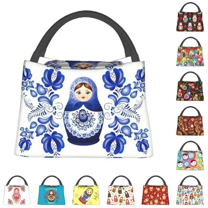 Custom Matryoshka Doll Russia Lunch Bags Women Warm Cooler Insulated Lunch Boxes for Work Pinic or Travel