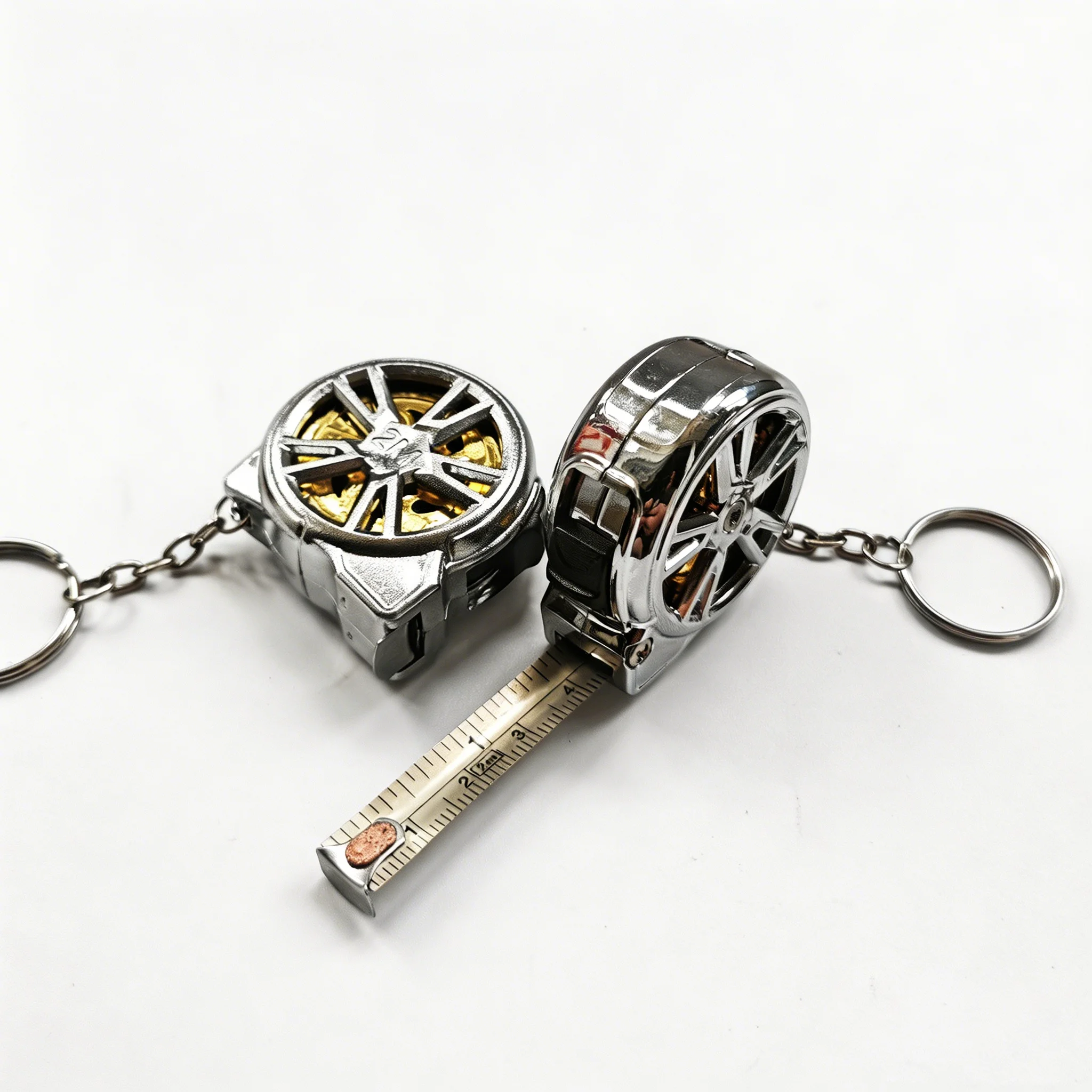 2M Dual Scale Stainless Steel Tape Measure Keychain with ABS Water Resistant Case Portable Wheel Rim Fidget Tool for Home DIY