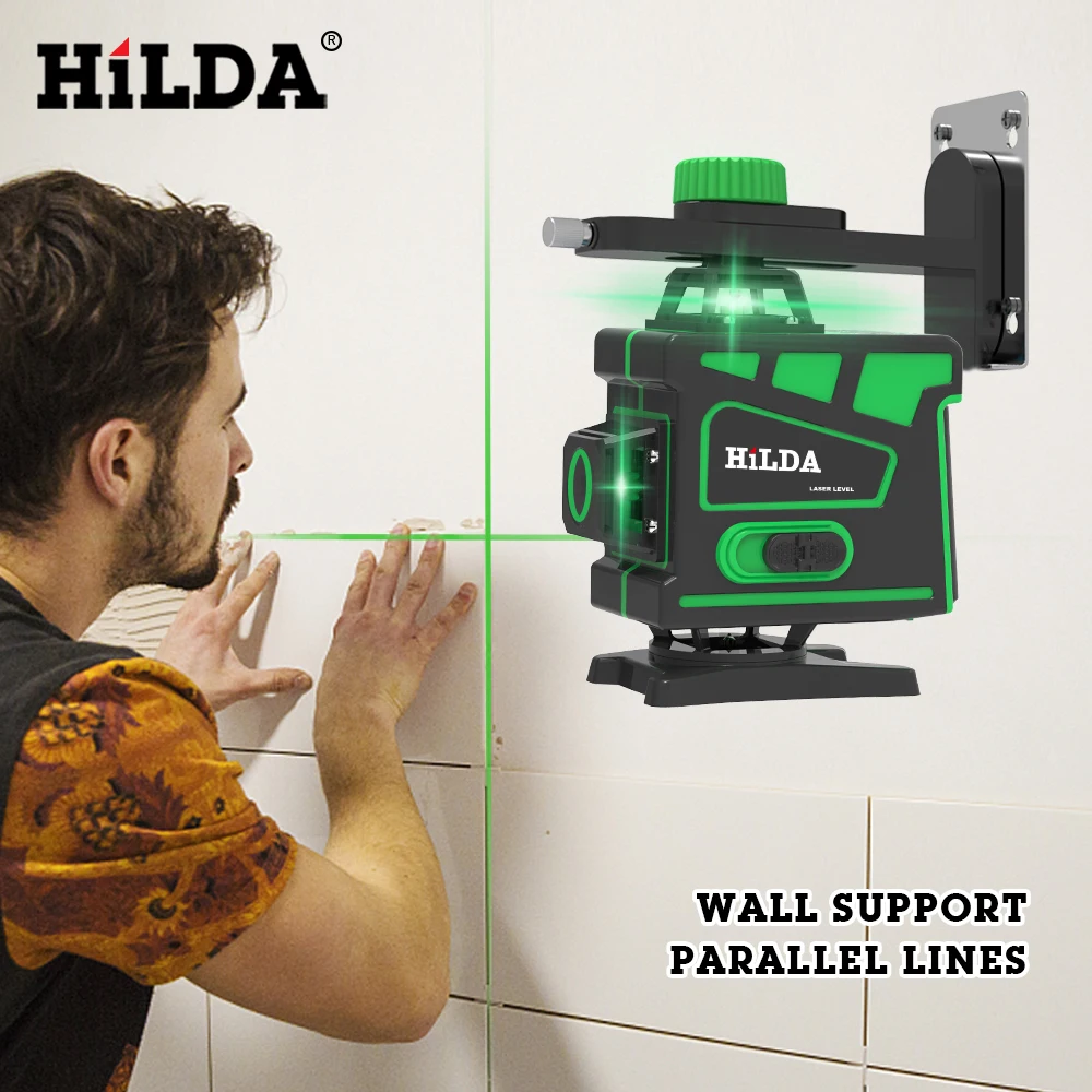 HILDA Laser Level Self-Leveling 360 Horizontal And Vertical Cross Super Powerful Green Laser Beam Line 3D /4D