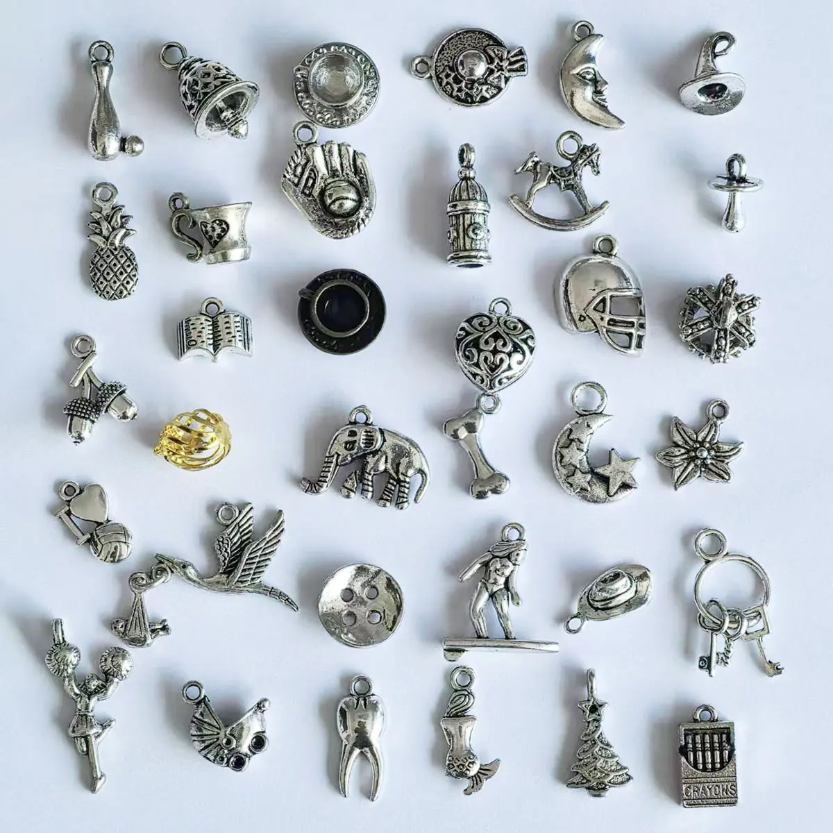 30PCS Mixed 3D Small Metal Charm Pendants Animal Heart Fit DIY Bracelets Jewelry Making Accessories Handicrafts Supplies 5-25mm