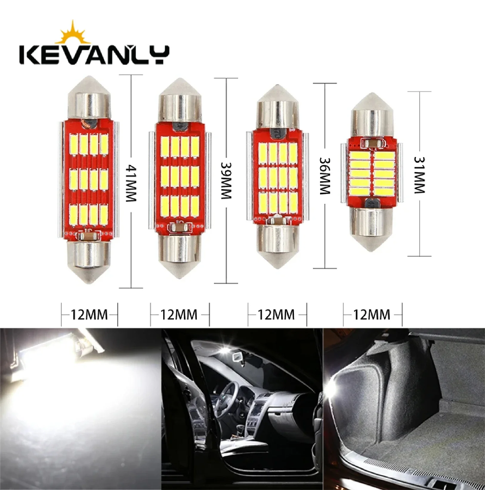 

1pcs Festoon C5W CANBUS 31mm 36mm 39mm 41mm 4014 12LED 10Smd Lisence Plate Light Interior Dome Light Reading Bulb White LED 12V