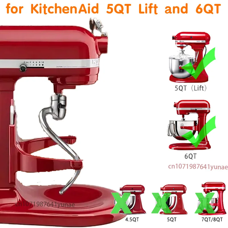 304 Dough Hooks For Kitchenaid Vertical Mixers 5QT Lift and 6QT Special Mixing Accessories Stainless Steel Can Be Placed