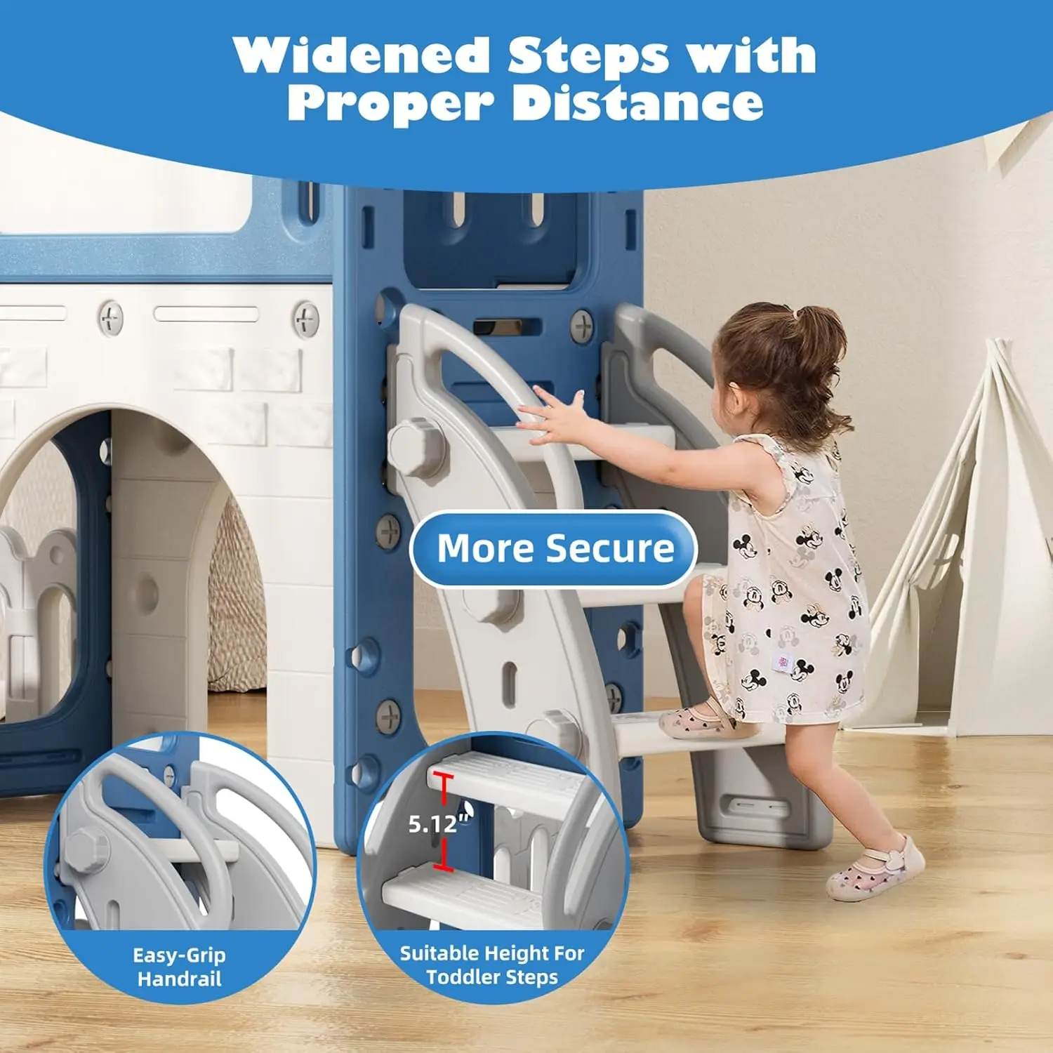 Toddler Slide 9 in 1 Outdoor Playset Playground Indoor Kids Baby Slides for Toddlers Age 1-3 with Climber Basketball Hoop Telesc