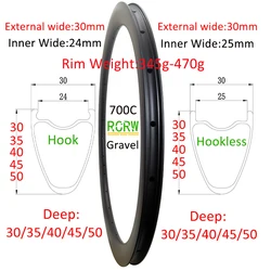 700C Gravel Road 30mm 35mm 40mm 45mm 50mm Deep Carbon Rim 30mm Wide Hook Hookless Tubeless Disc 20 24 28 Hole Topstone Wheel