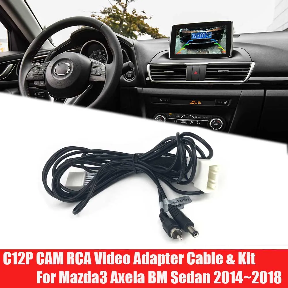 vkauto Rear View Camera RCA Video Plug Adapter Cable For Mazda 3 Axela BM Sedan 2014~2018 Work With Factory Monitor Head Unit