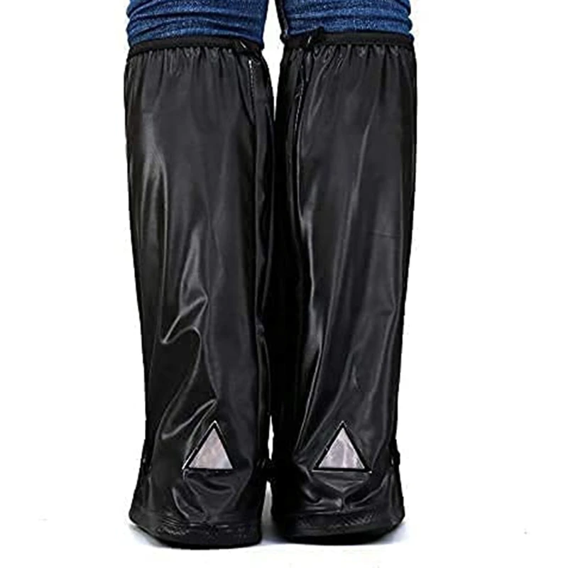 2 Pair Black Waterproof Shoes Covers, Motorcycle Rain Gear For Men, Anti- Snow Rain Boot Covers With Reflector