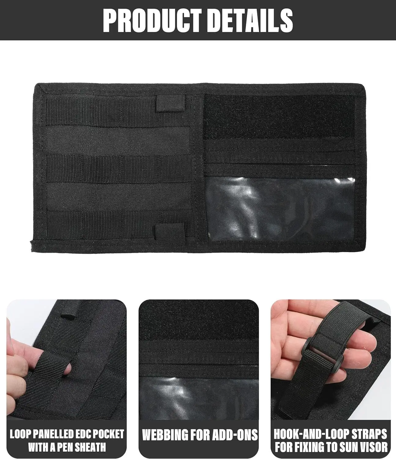 Tactical Car Sun Visor Cover Vehicle Molle Visor Storage Holder Pouch Molle Webbing for Cars Trucks Suvs