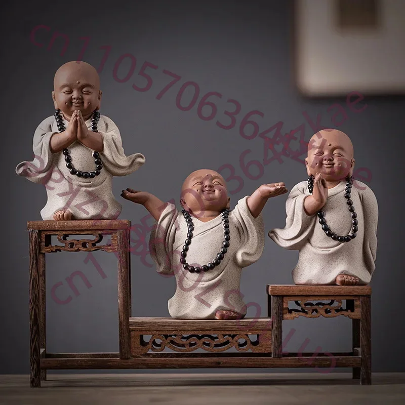 Ceramics Meditation Little Monk Statue- Chinese Characteristic Decorative Home, Room, Office Decoration Buddhist Gift