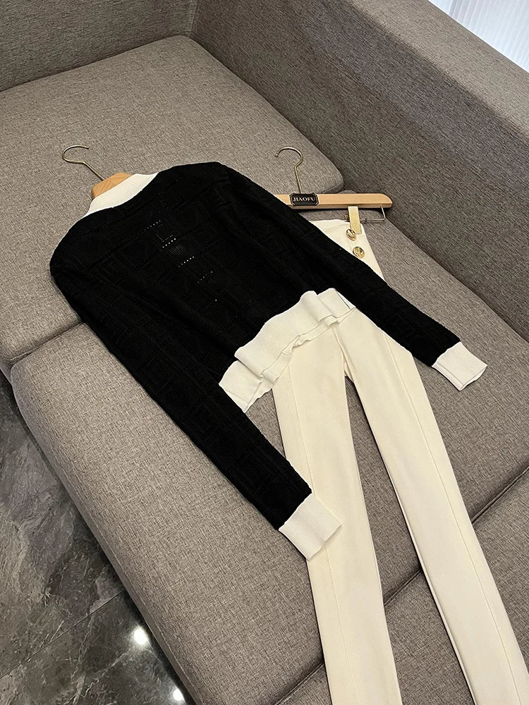 Nouveauté tricoté brodé ouvert Cardigan gilet jupe couleur Blo métal bleu Anti-âge JF Sle pull femme