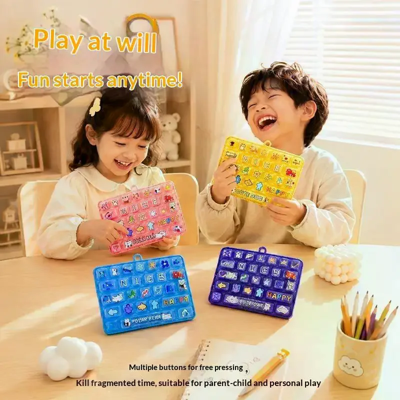 26Grid Keycap Clicker Anti Stress Fidget Keyboard Keychain Decompression Button Cartoon Hand Relax Party Favor Gift