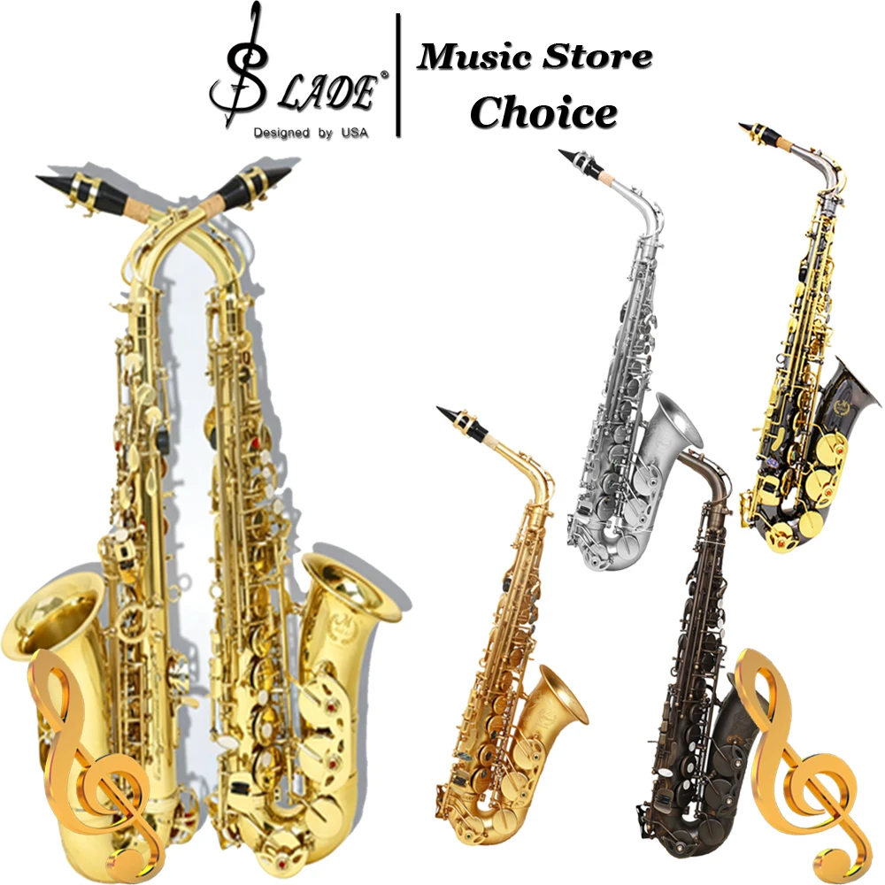 Eb Alto Saxophone E-flat Import Brass Body Alto Saxophone with Hand Engraving Design–Professions Beginner Alto Sax Kit with Case
