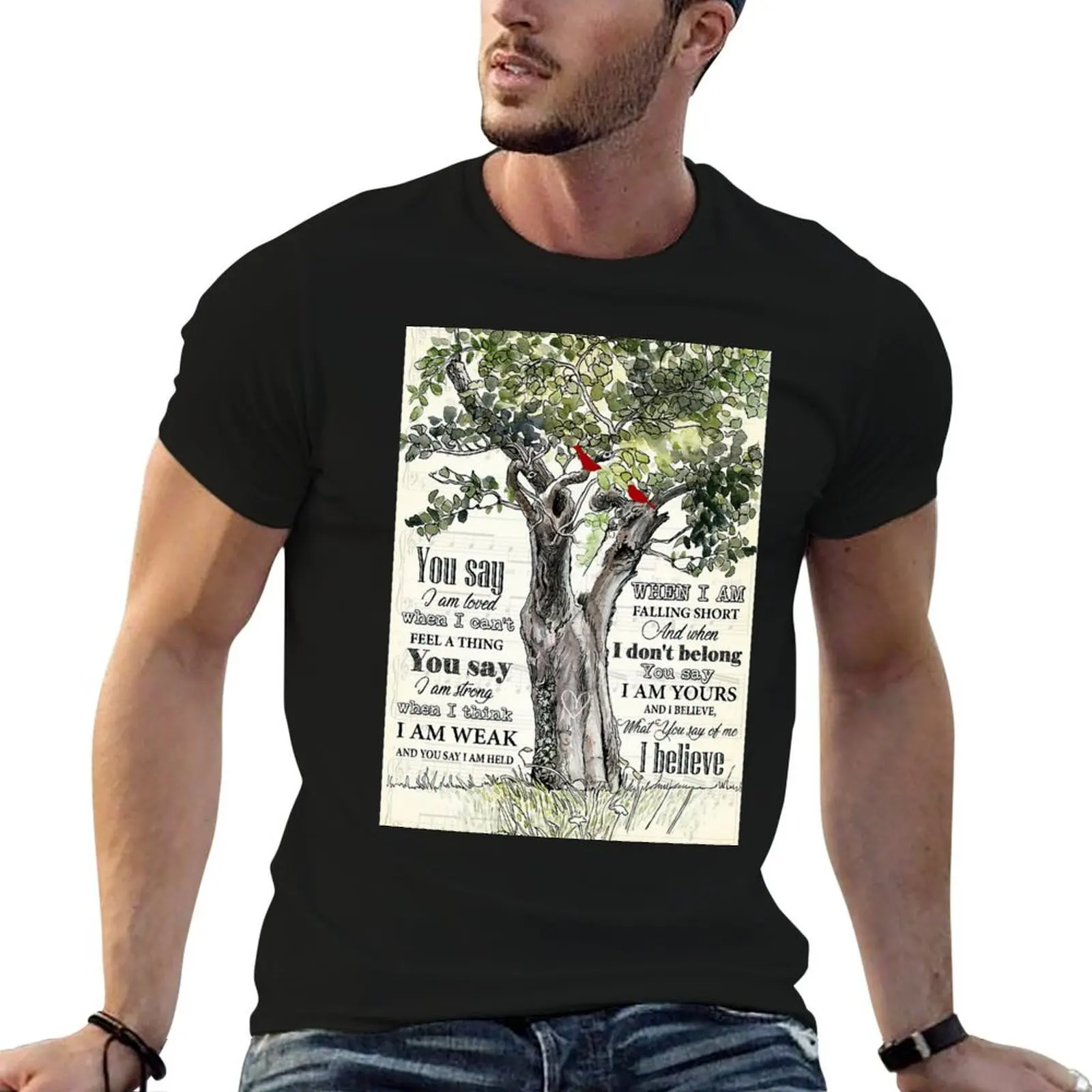 

Lauren Daigle - You Say Lyrics - Tree And Cardinal Bird T-Shirt funny t shirts cotton man t shirt cotton high quality T-Shirt