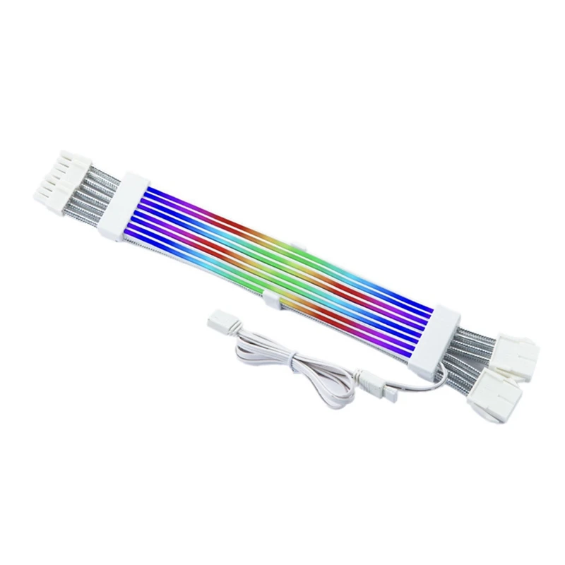 ARGB PSU Cables 2X8pin PCIE ARGB PSU Cables Soft Silicone Bendable For Gaming PC Build