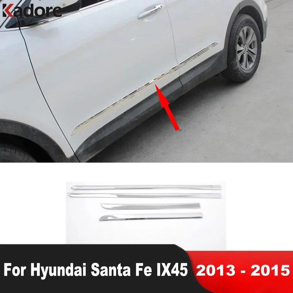 

For Hyundai Santa Fe IX45 2013 2014 2015 Chrome Car Accessories Side Door Body Trim Door Panel Streamer Molding Garnish Strip