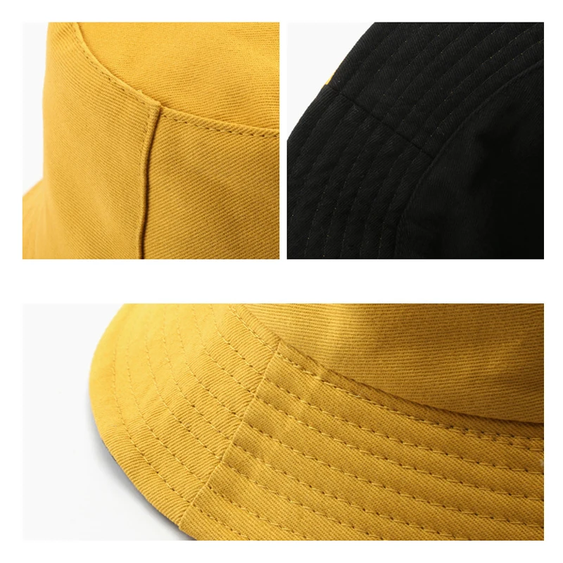 Bocca Solid Color Bucket Hat Double Sides Fisherman Hats Reversible Panama Cap Outdoor Sun Caps Sunshade Sunscreen High Quality