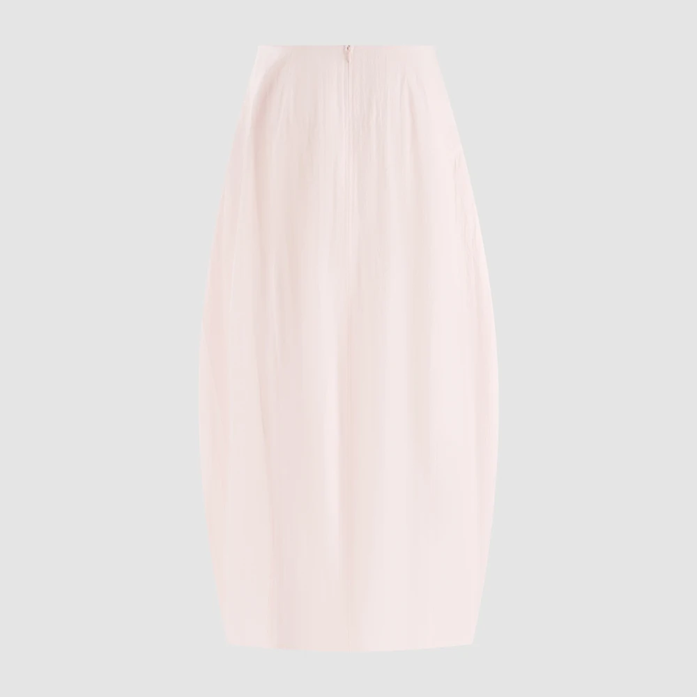 Women's Cotton Blend Midi Skirt High Waist Front Split A-Line Lantern Skirt Casual Elegant Solid Color Office Long Skirt 2026