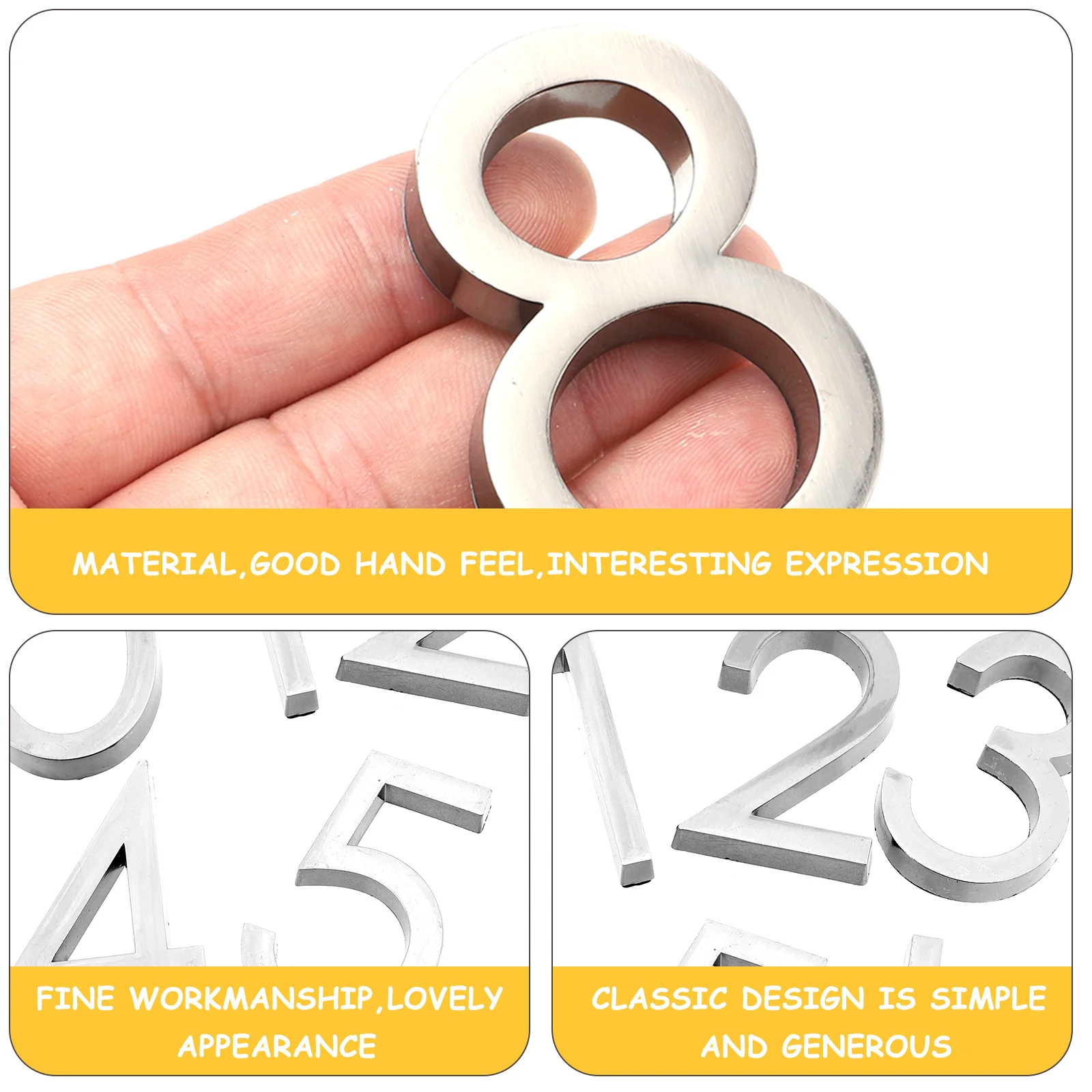 

10pcs Address Modern 3D Address Sign For Home Hotel Mailbox Wall Decor Number Practical House Number