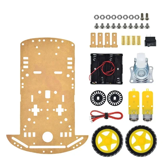 New Motor Intelligent Robot Small Car Chassis Kit Speed Encoder Battery Box 2WD For Arduino Dev Boards