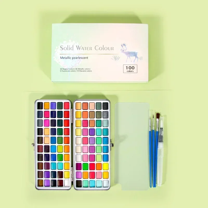 50/72/90/100 Farben Solides Aquarellfarben-Set Metallic Perlglanz Kunstfarbe für DIY Design Malerei Schule Kunstbedarf Geschenke