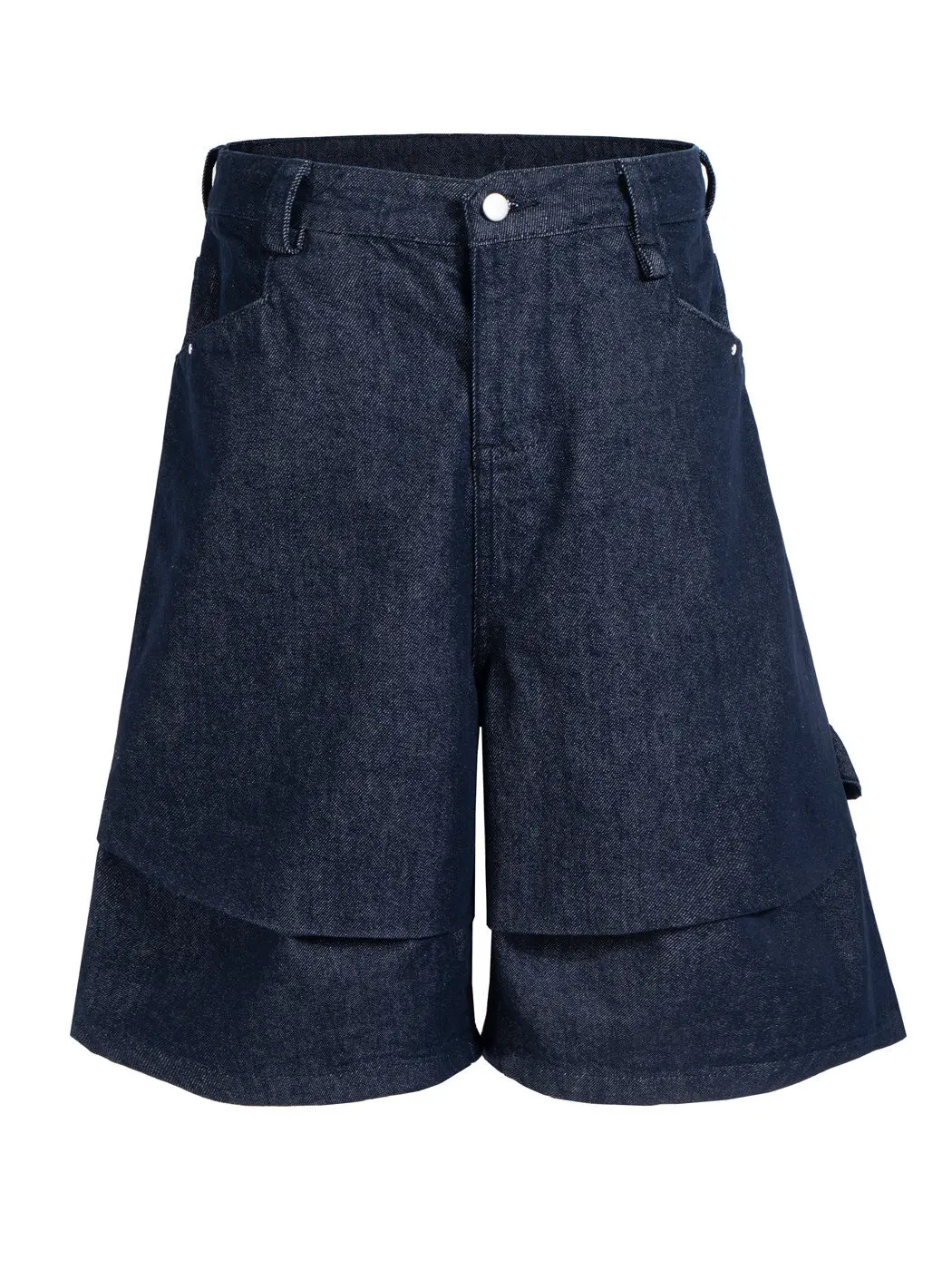 

Parisian Sle Vintage Original Denim over Knee Cargo orts with Pleats And Knife Cut 3D Silhouette Youth Casual Cotton Jeans