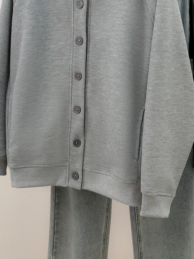 Y2K Women Composite Milk Silk Hoodie Spring Autumn New Cardigan Jacket Round Neck Top