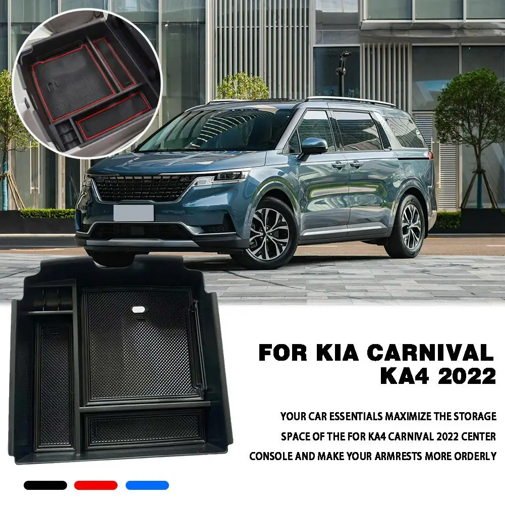 For Kia Carnival KA4 2022 Car Central Armrest Storage Box Containersr Organizer Accessories Flocking Console Center Interio A0I2