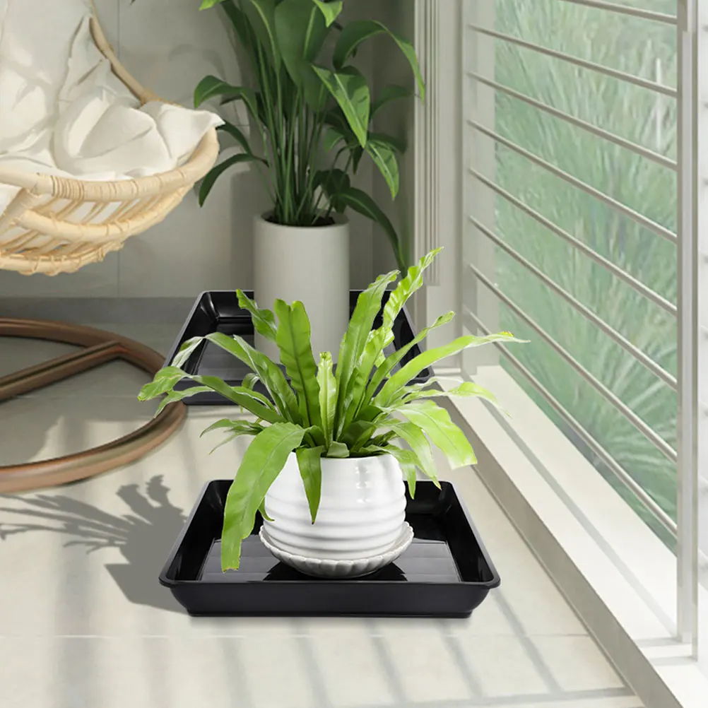 

2pcs Plant Pot Tray Plastic Rectangular Large Saucer For Indoor Outdoor Drainage Drip Tray Flower Pot Water Catcher Planter