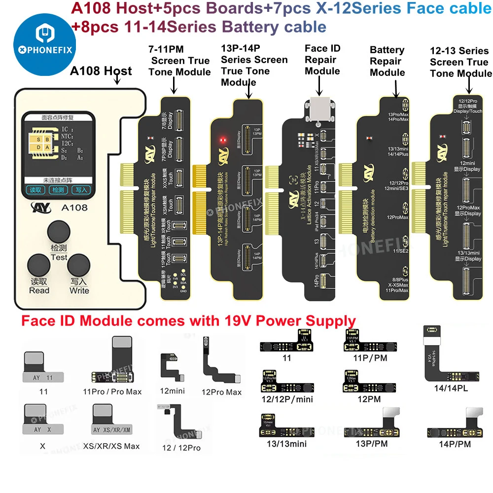 Programador de batería de identificación facial de tono verdadero para iPhone, reparación de matriz de puntos, batería flexible, reparación de